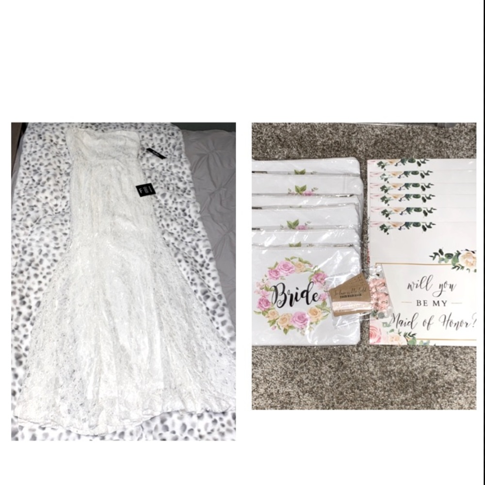 Bridal bundle strapless dress and bridesmaid asking gifts